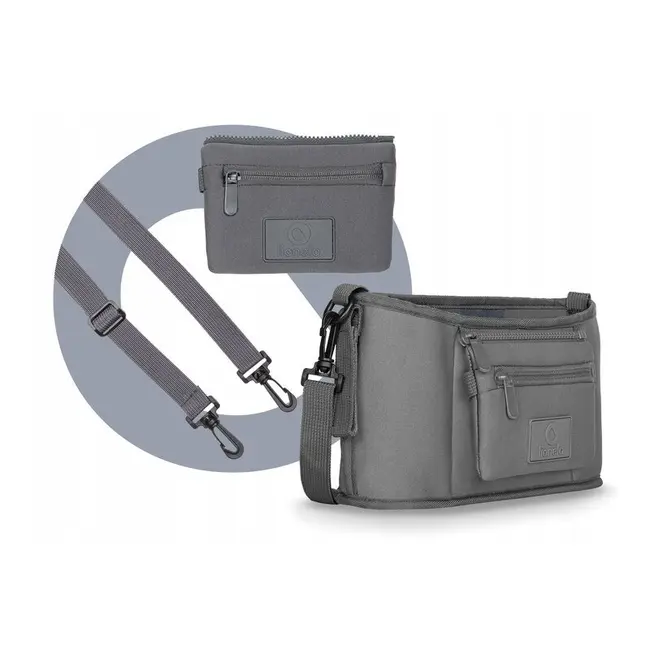 Lionelo - Geanta impermeabila pentru mamici si carucior, Little Cube, Cu 4 compartimente, Curea detasabila, Buzunar exterior detasabil, Gri BYNLO-LITTLE_CUBE_GREY