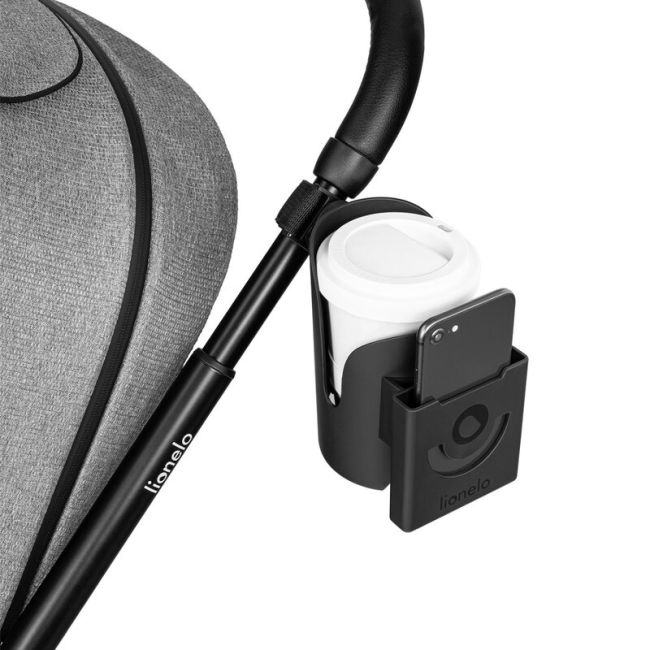 Lionelo - Suport universal pentru biberon/pahar si telefon Ove, Cu sistem de rotire 360, Negru BYNLO-OVE