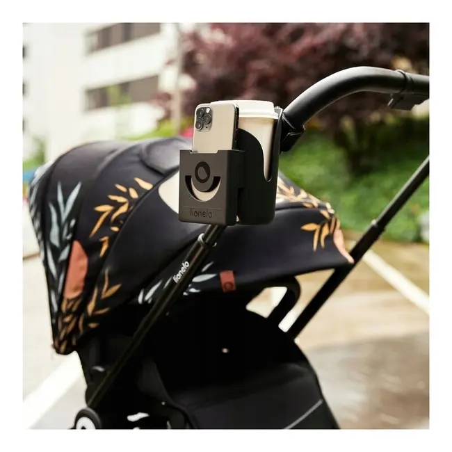 Lionelo - Suport universal pentru biberon/pahar si telefon Ove, Cu sistem de rotire 360, Negru BYNLO-OVE