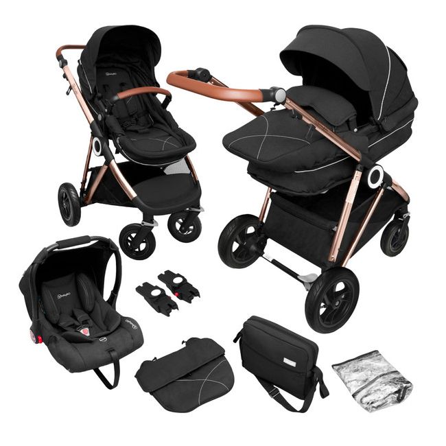 Babygo - carucior 3 in 1 air halime black – cadru gold bbbbgo-76141