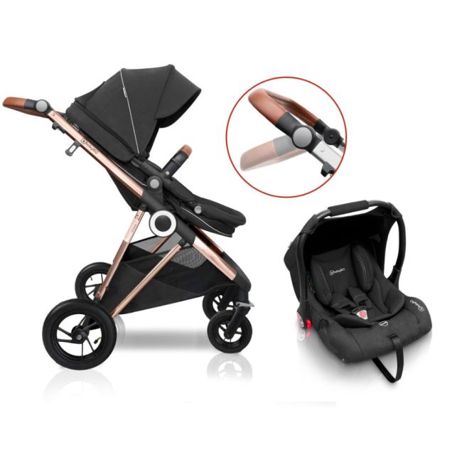 Babygo - carucior 3 in 1 air halime black – cadru gold bbbbgo-76141