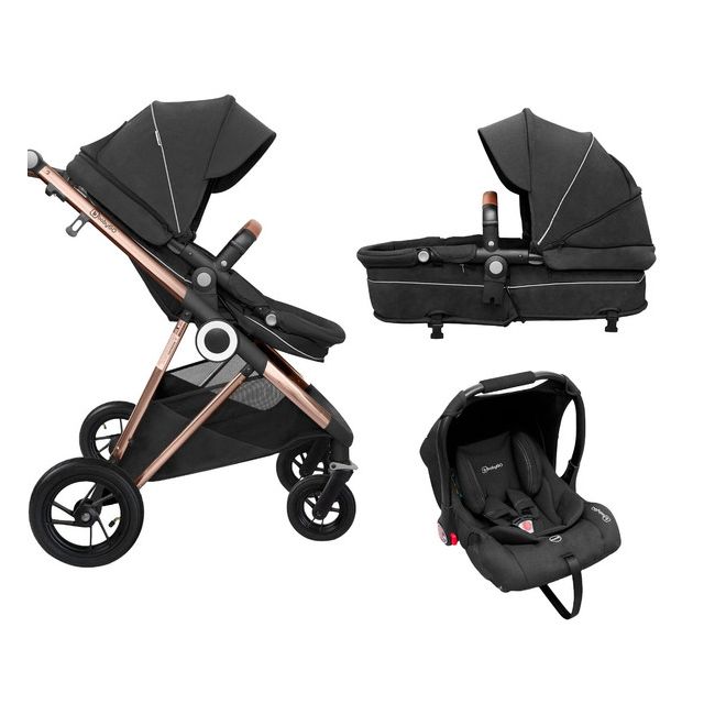 Babygo - carucior 3 in 1 air halime black – cadru gold bbbbgo-76141