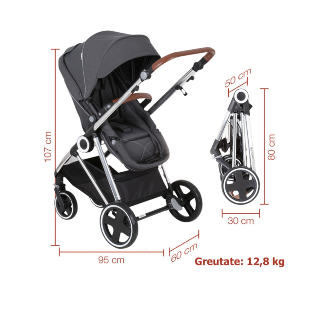 Babygo - carucior 3 in 1 halime  – cadru silver  bbbbgo-74112