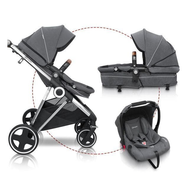 Babygo - carucior 3 in 1 halime  – cadru silver  bbbbgo-74112
