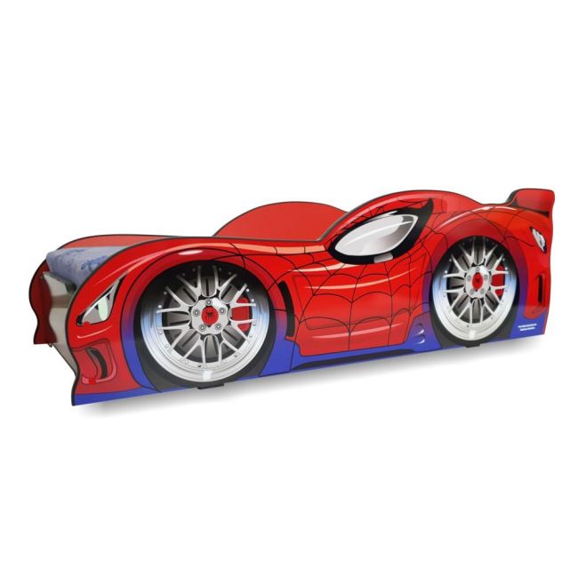 Patut Baieti 2-8 Ani Model Masina Spider Man, Saltea 140x70 Inclusa - ASC-mk-spm-70