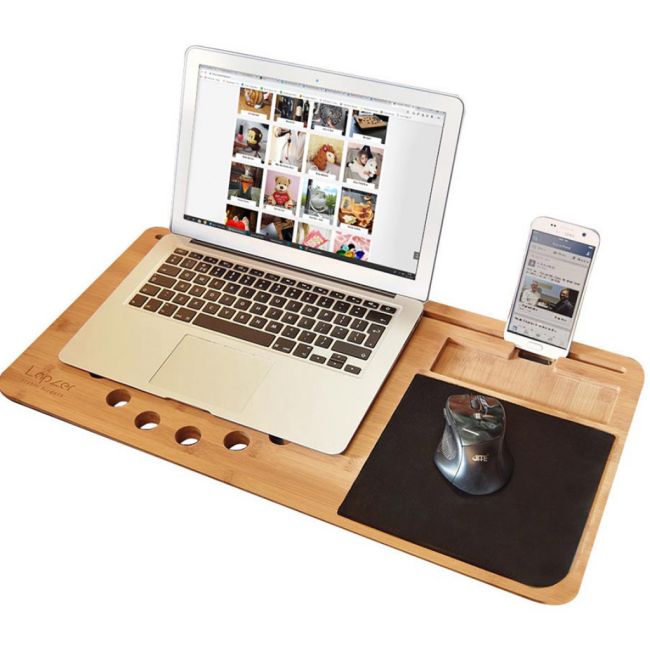 Suport pentru laptop din bambus cu mousepad JUBMH-04129