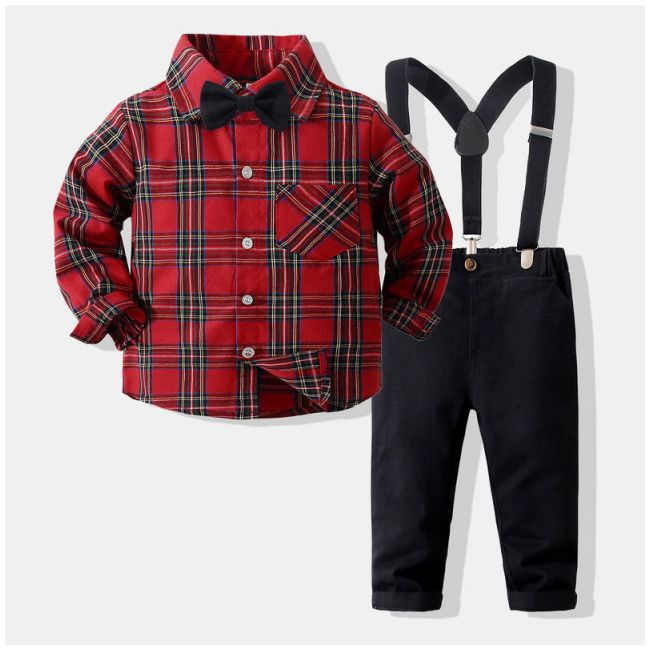 Costum elegant pentru baietei cu camasuta in carouri MBMS01-de4