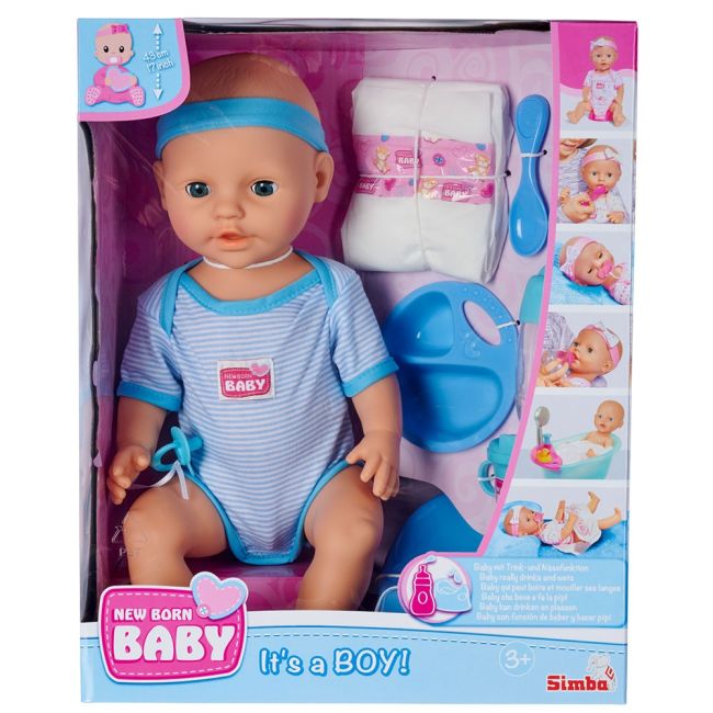 Papusa simba new born baby, baby doll 43 cm cu accesorii albastru hubs105030044
