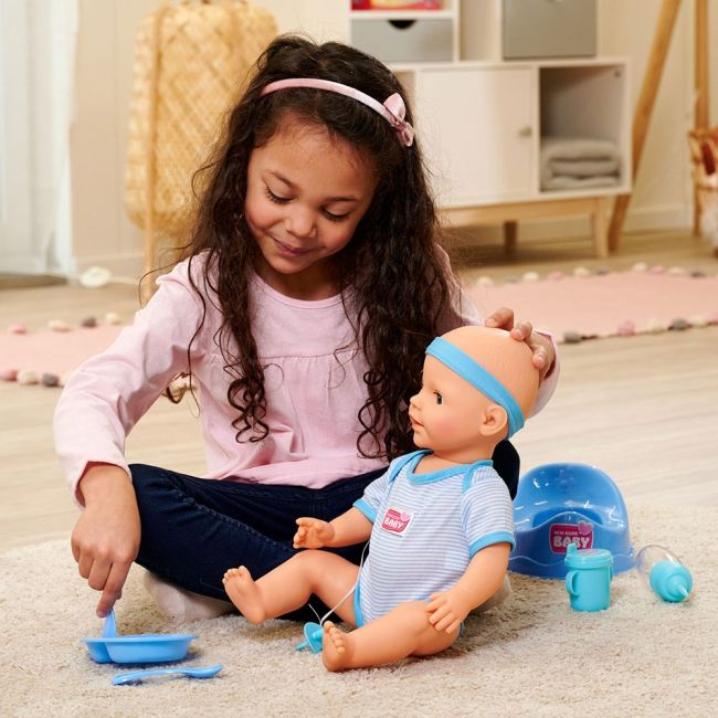 Papusa simba new born baby, baby doll 43 cm cu accesorii albastru hubs105030044