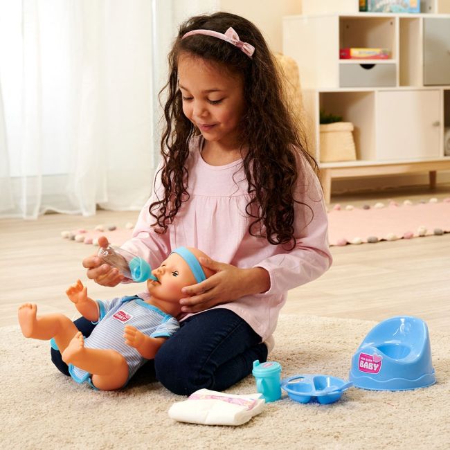 Papusa simba new born baby, baby doll 43 cm cu accesorii albastru hubs105030044