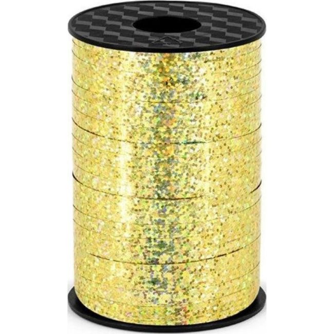 Rola panglica decorativa auriu holografic lungime 225m, latime 5mm JUBHB-PRH5-019