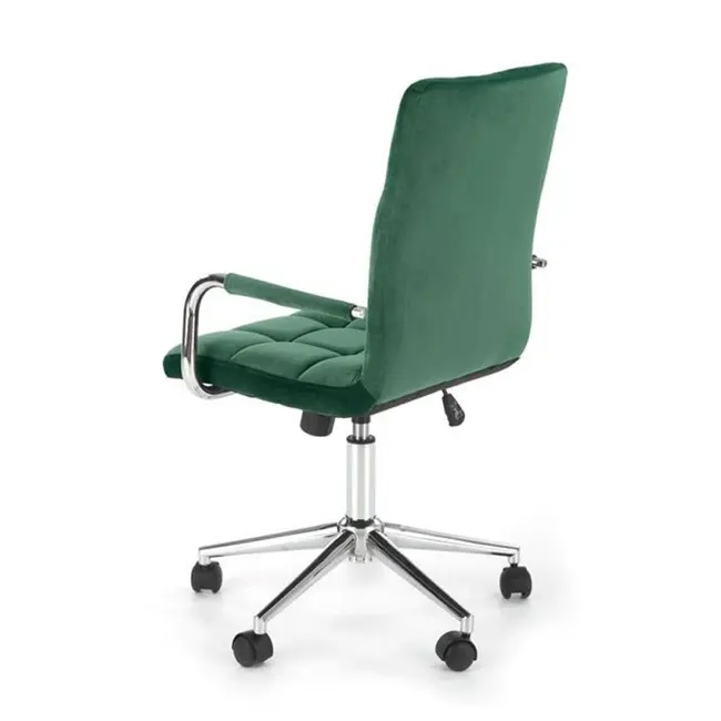 Scaun birou hm gonzo 4, stofa tip catifea, mecanism de balans, cu brate tapitate, cadru cromat, rotatie 360&deg;, 90 kg, verde drm9930