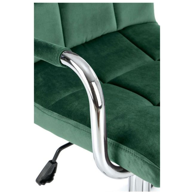 Scaun birou hm gonzo 4, stofa tip catifea, mecanism de balans, cu brate tapitate, cadru cromat, rotatie 360°, 90 kg, verde drm9930