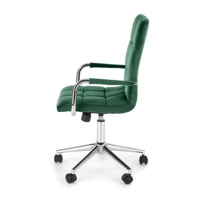 Scaun birou hm gonzo 4, stofa tip catifea, mecanism de balans, cu brate tapitate, cadru cromat, rotatie 360&deg;, 90 kg, verde drm9930