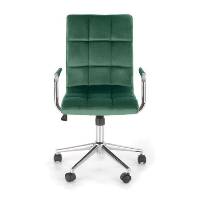 Scaun birou hm gonzo 4, stofa tip catifea, mecanism de balans, cu brate tapitate, cadru cromat, rotatie 360°, 90 kg, verde drm9930