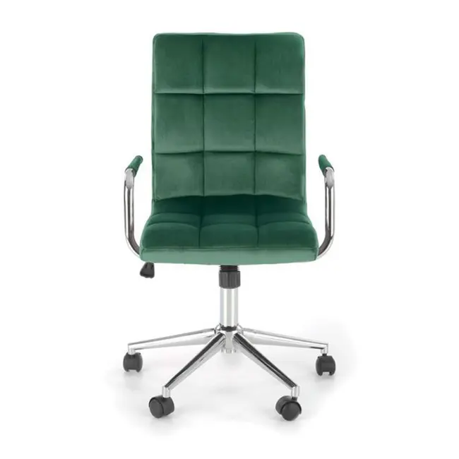 Scaun birou hm gonzo 4, stofa tip catifea, mecanism de balans, cu brate tapitate, cadru cromat, rotatie 360&deg;, 90 kg, verde drm9930