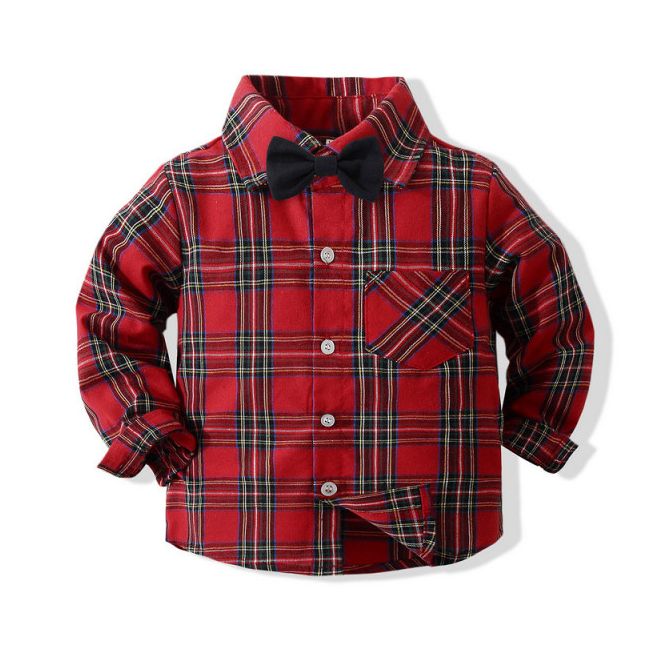 Costum elegant pentru baietei cu camasuta in carouri MBMS01-de4