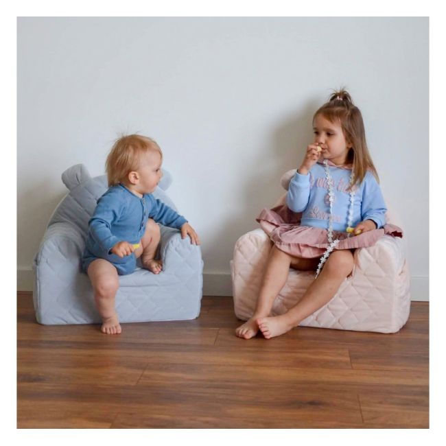 Fotoliu Pentru Copii Cu Spatar, Catifea Velvet Ursulet Teddy Beige Pjb48876