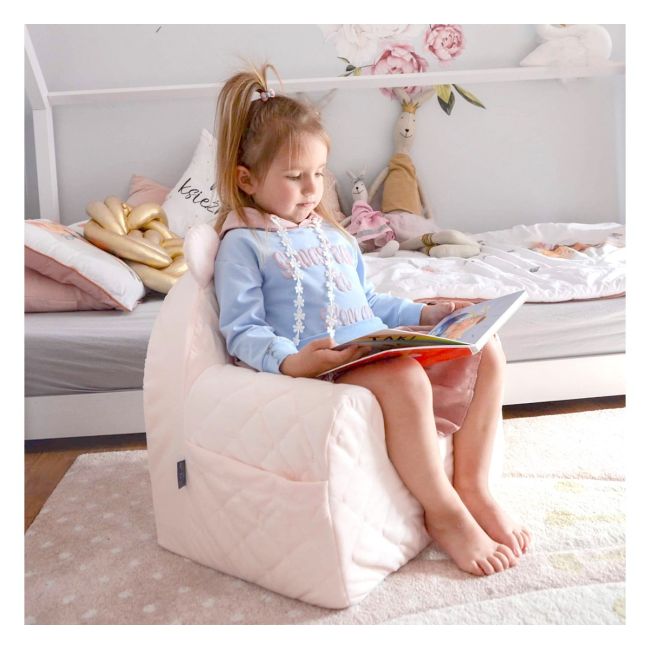 Fotoliu Pentru Copii Cu Spatar, Catifea Velvet Ursulet Teddy Nightshadow Blue Pjb70017