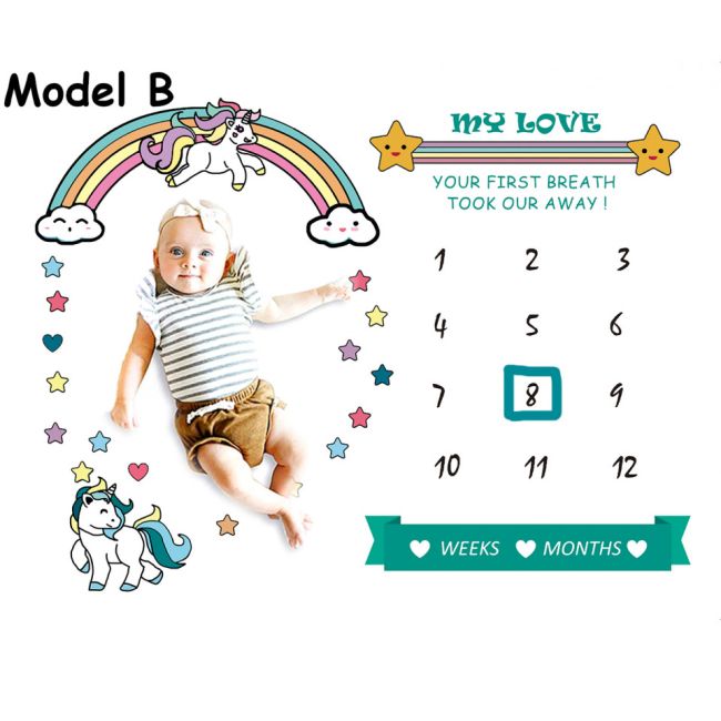 Paturica Milestone plusata pentru fotografii memorabile Curcubeu Model B JEM1ccb2