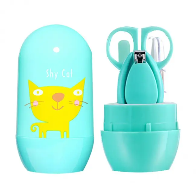 Set 4 piese pentru ingrijirea unghiilor bebelusului (Model: Pisica Gri) JEMsetmani8