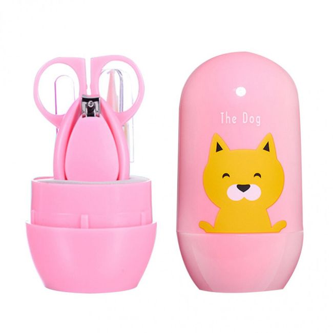 Set 4 piese pentru ingrijirea unghiilor bebelusului (Model: Porc Roz) JEMsetmani5
