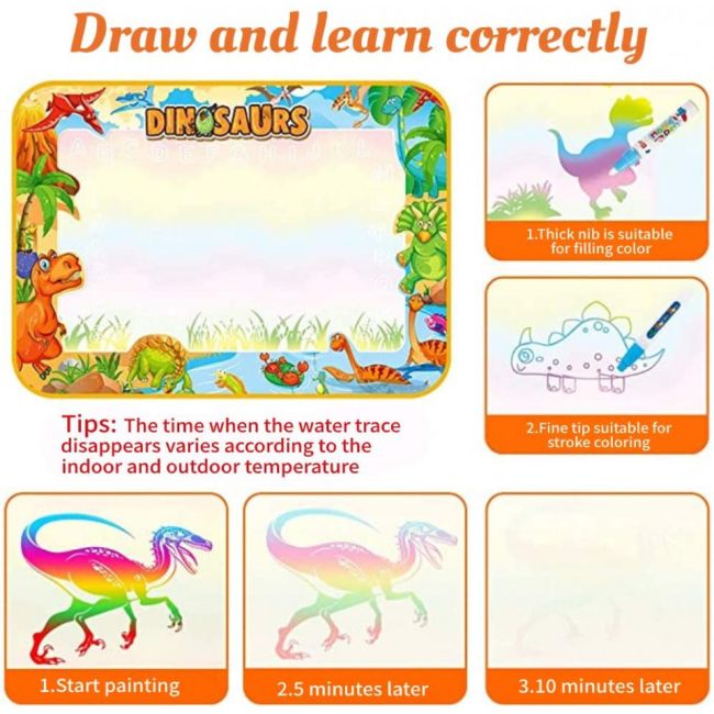 Covorasul Magic Drool Dino- 100x70cm - Jucarie educativa de colorat cu apa JEMcovormagic2