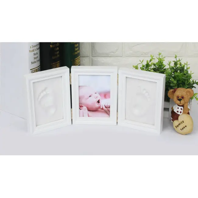 Kit rama foto tripla mobila cu 2 amprente mulaj (Culoare rama: Natur, Culoare kit mulaj: Albastru) JEMdrl-r16