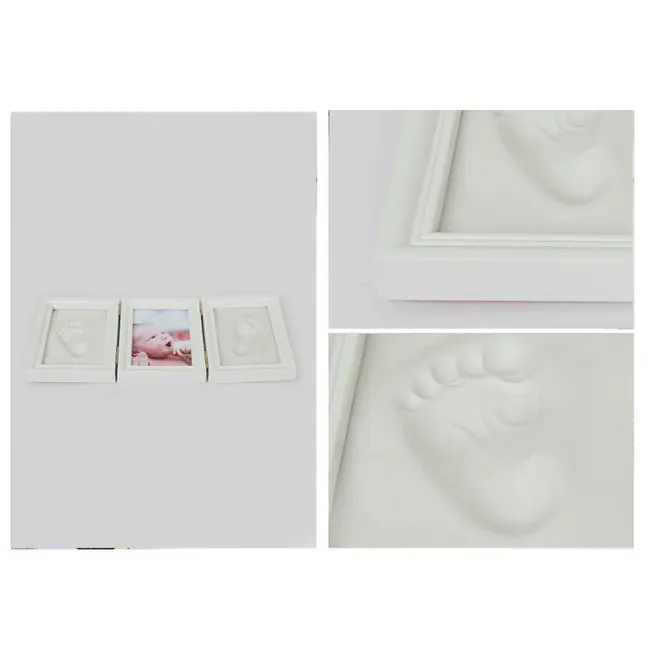 Kit rama foto tripla mobila cu 2 amprente mulaj (Culoare rama: Natur, Culoare kit mulaj: Albastru) JEMdrl-r16