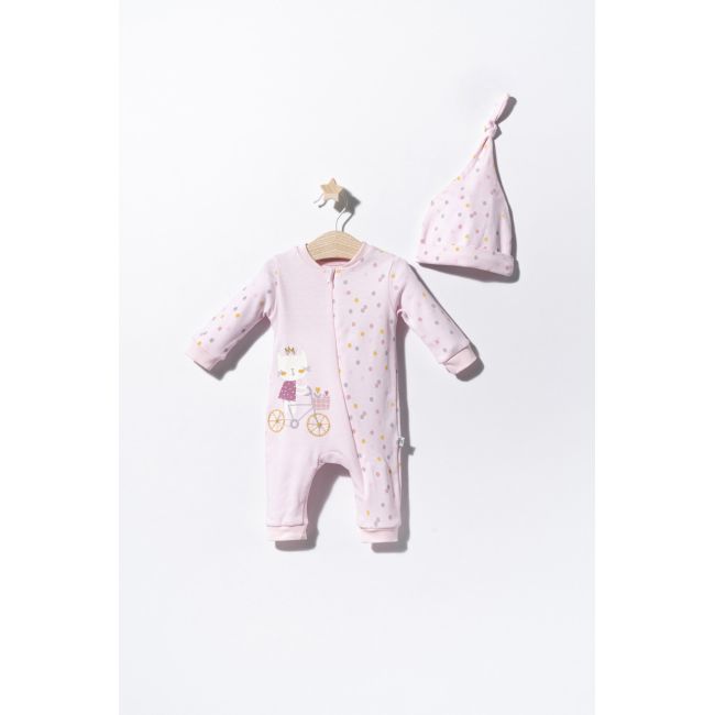 Salopeta cu bulinute cu caciulita pentru bebelusi Cats, Tongs baby (Culoare: Roz, Marime: 6-9 luni) JEMtgs_2911_3