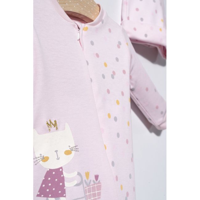 Salopeta cu bulinute cu caciulita pentru bebelusi Cats, Tongs baby (Culoare: Roz, Marime: 6-9 luni) JEMtgs_2911_3
