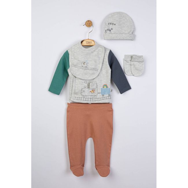 Setul 5 piese nou nascut Choo Choo, Tongs baby (Culoare: Rosu) JEMtgs_4075_2