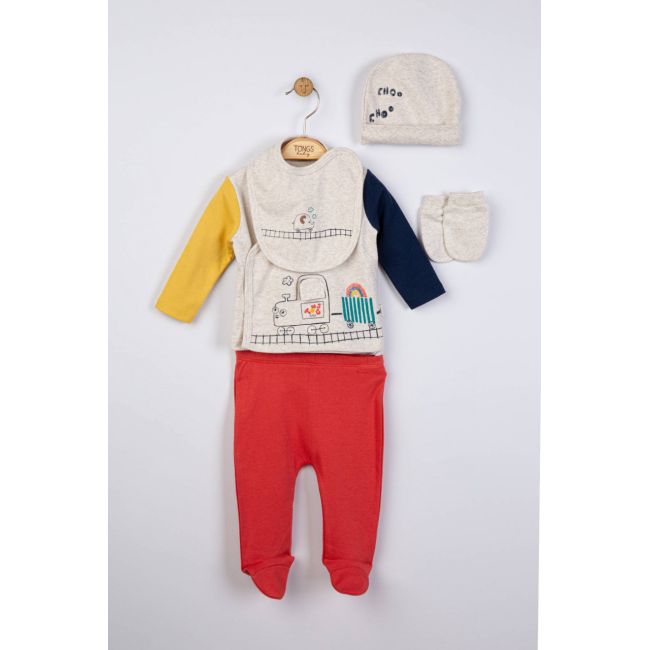 Setul 5 piese nou nascut Choo Choo, Tongs baby (Culoare: Rosu) JEMtgs_4075_2