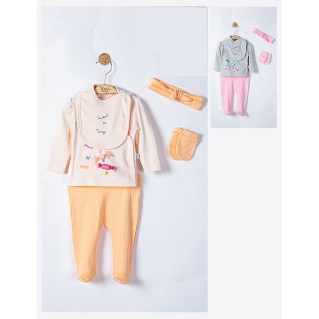 Setul 5 piese nou nascut Sweets, Tongs baby (Culoare: Roz) JEMtgs_4045_1