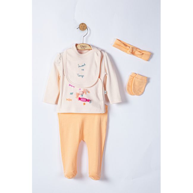 Setul 5 piese nou nascut Sweets, Tongs baby (Culoare: Roz) JEMtgs_4045_1