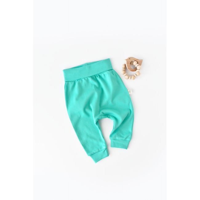 Pantaloni Bebe Unisex din bumbac organic Turcoaz (Marime: 6-9 luni) JEMBC-CSY5625-12