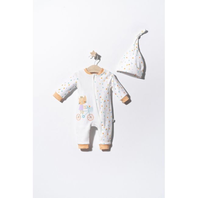 Salopeta cu bulinute cu caciulita pentru bebelusi Cats, Tongs baby (Culoare: Somon, Marime: 6-9 luni) JEMtgs_2911_6