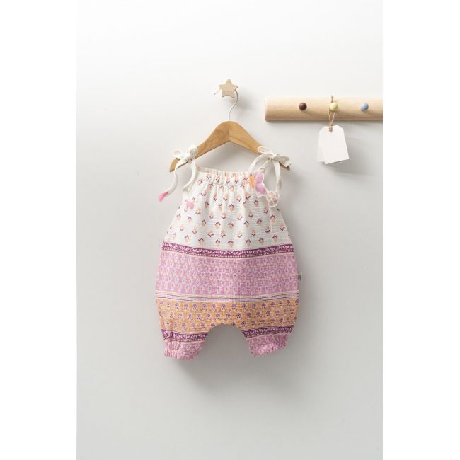 Salopeta de vara din muselina pentru bebelusi Peacock, Tongs baby (Culoare: Somon, Marime: 6-9 luni) JEMtgs_4301_6