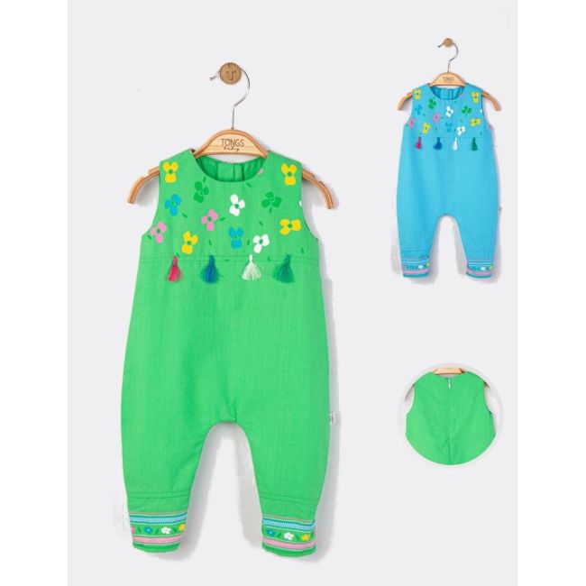 Salopeta de vara pentru bebelusi Ciucurasi, Tongs baby (Culoare: Albastru, Marime: 3-6 Luni) JEMtgs_4272_2