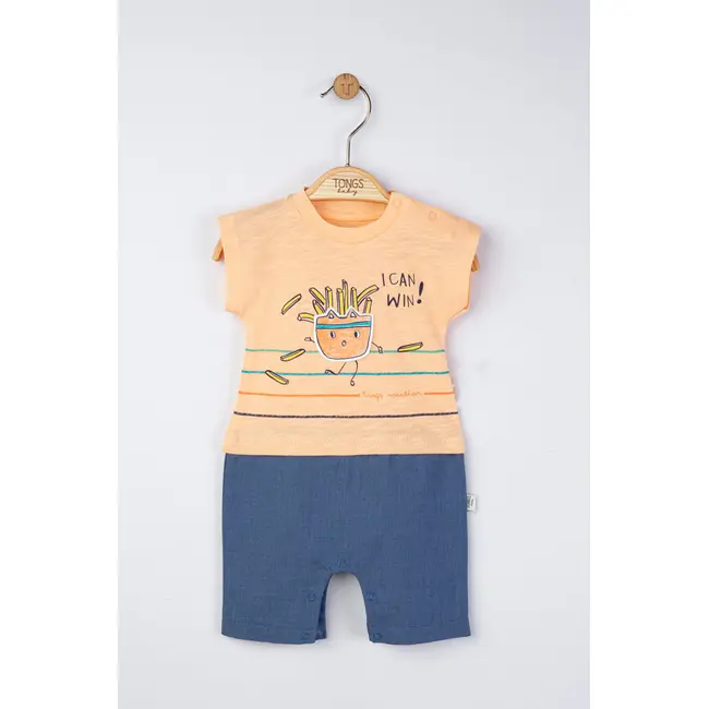 Salopeta de vara pentru bebelusi Marathon, Tongs baby (Marime: 0-3 Luni, Culoare: Ecru) JEMtgs_4311_4