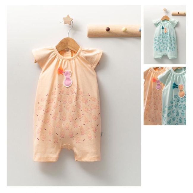 Salopeta de vara pentru bebelusi Peacock, Tongs baby (Marime: 0-3 Luni, Culoare: Somon) JEMtgs_4300_4