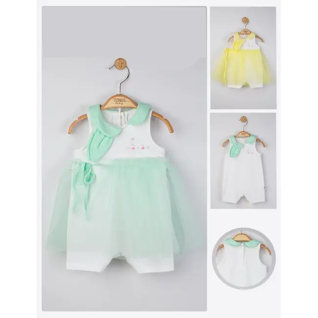 Salopeta de vara pentru bebelusi cu tulle, Tongs baby (Culoare: Galben, Marime: 6-9 luni) JEMtgs_4200_6