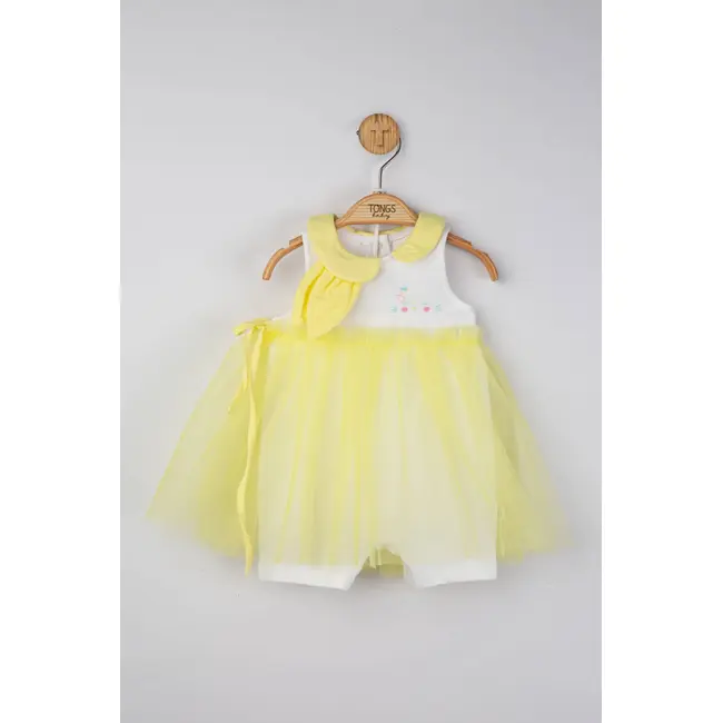Salopeta de vara pentru bebelusi cu tulle, Tongs baby (Culoare: Galben, Marime: 6-9 luni) JEMtgs_4200_6