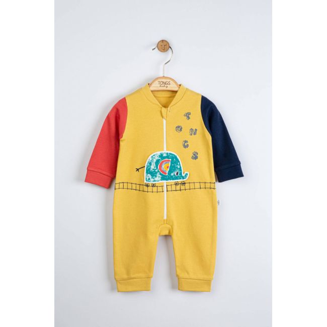 Salopeta pentru bebelusi Elefantel, Tongs baby (Culoare: Maro, Marime: 3-6 Luni) JEMtgs_4071_2