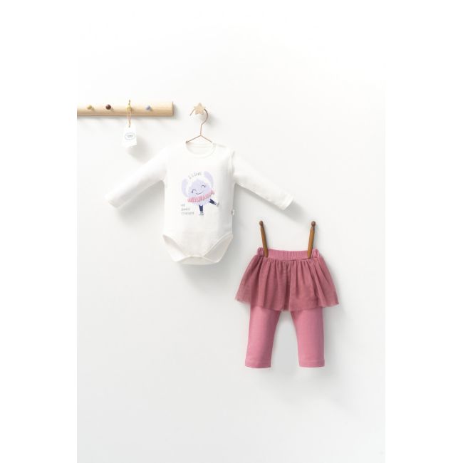 Set 2 piese cu body si pantalonasi cu tulle pentru fetite Monster, Tongs baby (Culoare: Roz, Marime: 6-9 luni) JEMtgs_4412_7