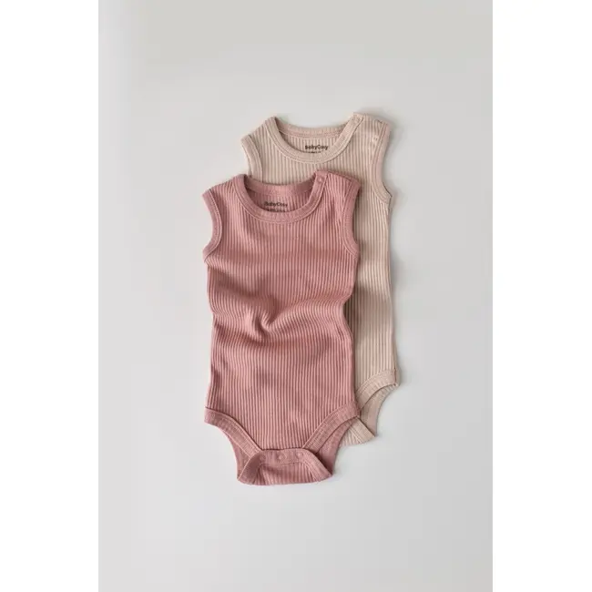 Set de 2 body-uri fara maneci din bumbac organic si modal - Roz/Blush (Marime: 18-24 Luni) JEMBC-CSYM11107-18