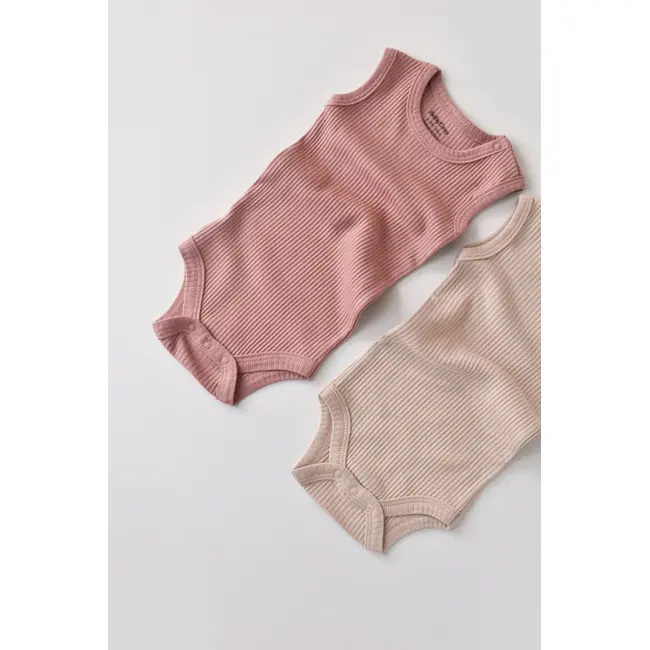 Set de 2 body-uri fara maneci din bumbac organic si modal - Roz/Blush (Marime: 18-24 Luni) JEMBC-CSYM11107-18
