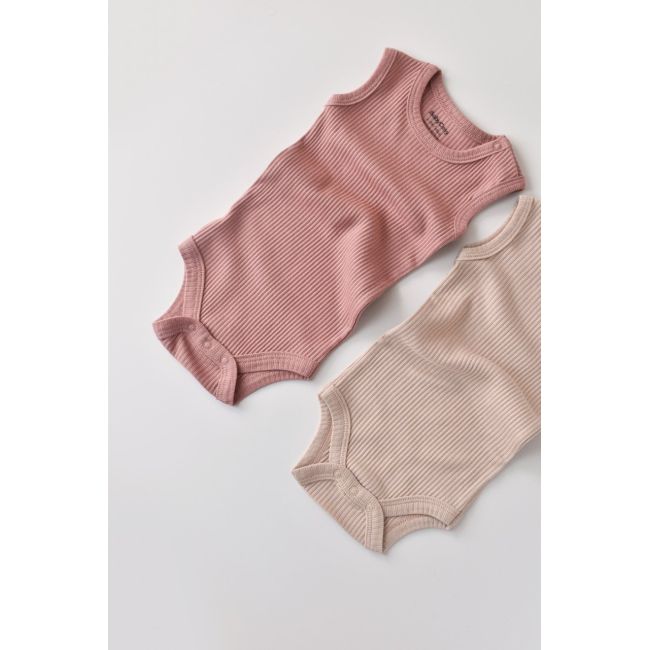 Set de 2 body-uri fara maneci din bumbac organic si modal - Roz/Blush (Marime: 3-6 Luni) JEMBC-CSYM11107-3