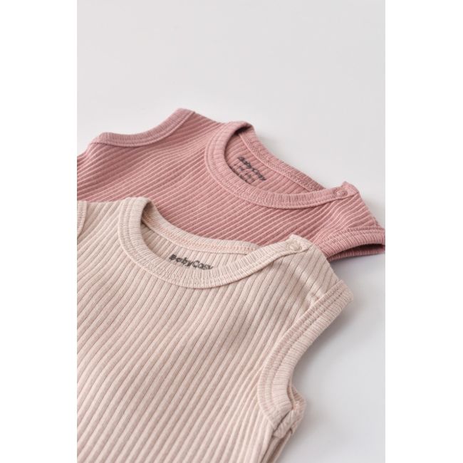 Set de 2 body-uri fara maneci din bumbac organic si modal - Roz/Blush (Marime: 3-6 Luni) JEMBC-CSYM11107-3