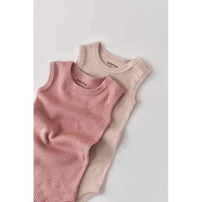 Set de 2 body-uri fara maneci din bumbac organic si modal - Roz/Blush (Marime: 6-9 luni) JEMBC-CSYM11107-6